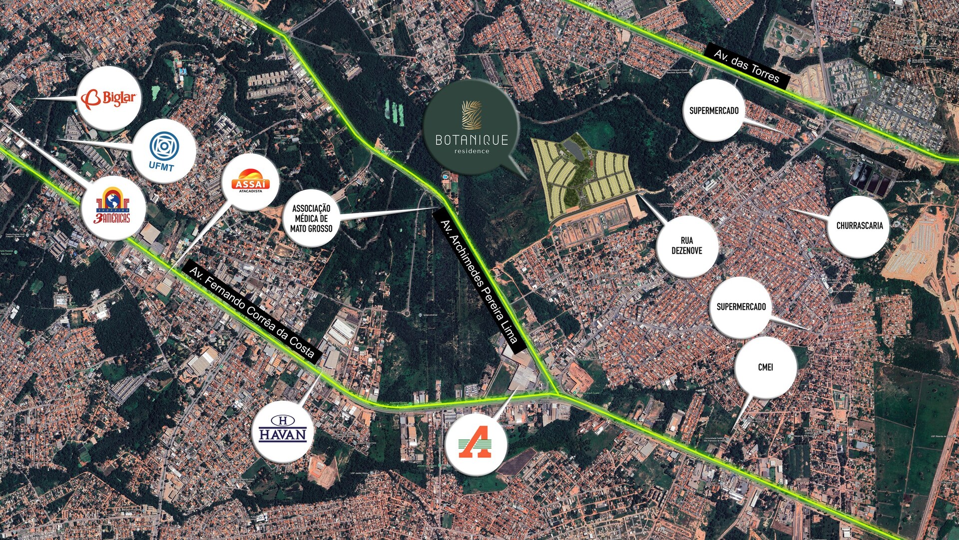 Mapa de localização do Botanique Residence em Cuiabá